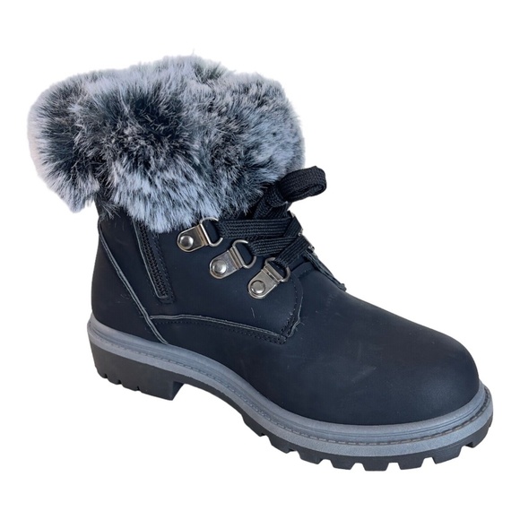 Jessica Carlyle Julio Black Faux Suede Faux Fur Trim Boot Girls Size 2 - Picture 8 of 9